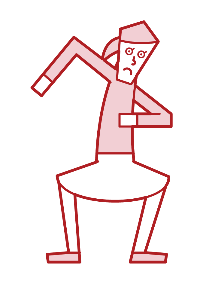 Illustration of a woman who is poised to start running