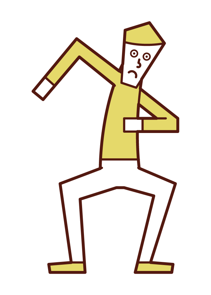Illustration of a man who is poised to start running