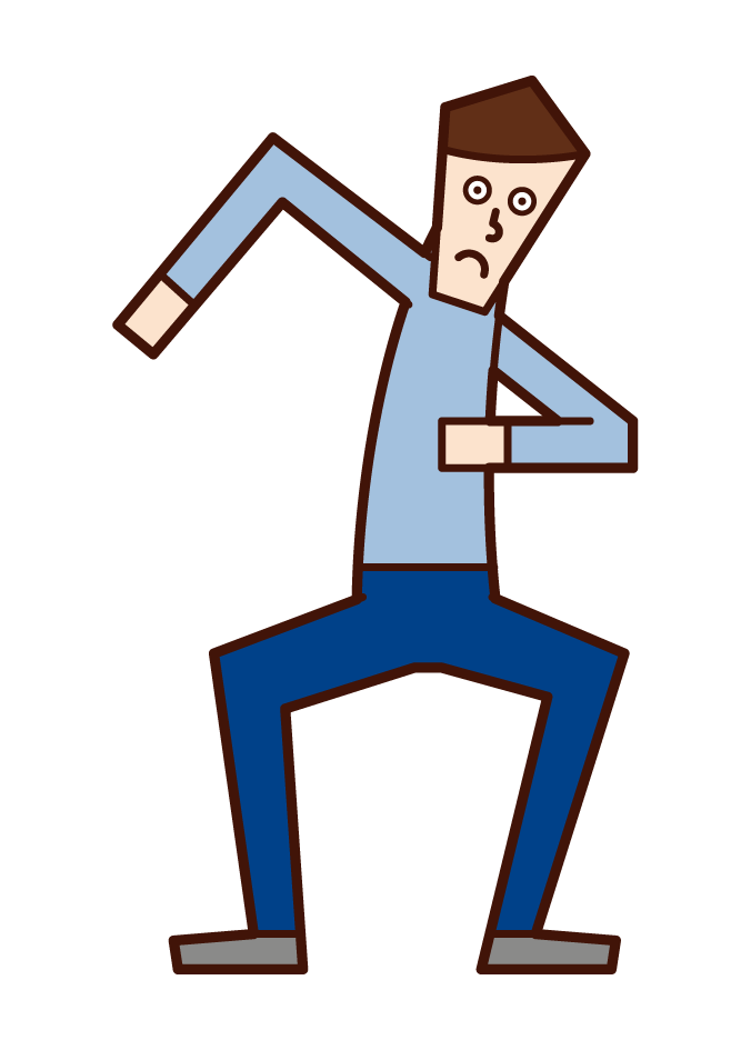 Illustration of a man who is poised to start running