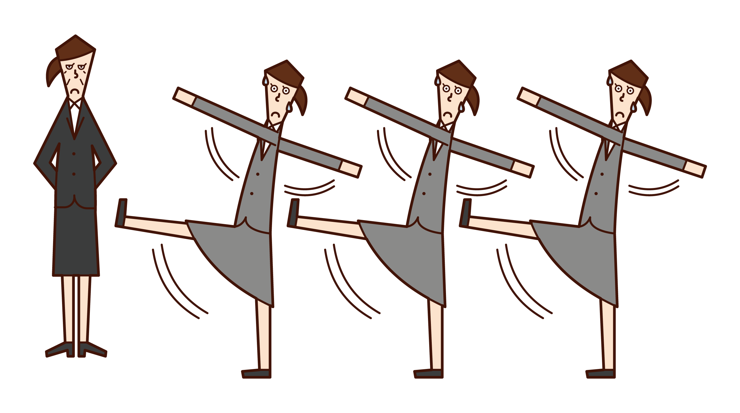 Illustration of a man walking with his hands and legs waving wide