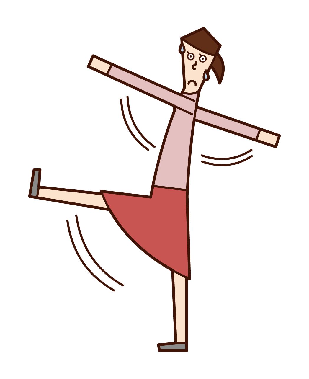 一個人（女人）的插圖，她揮舞著她的四肢。