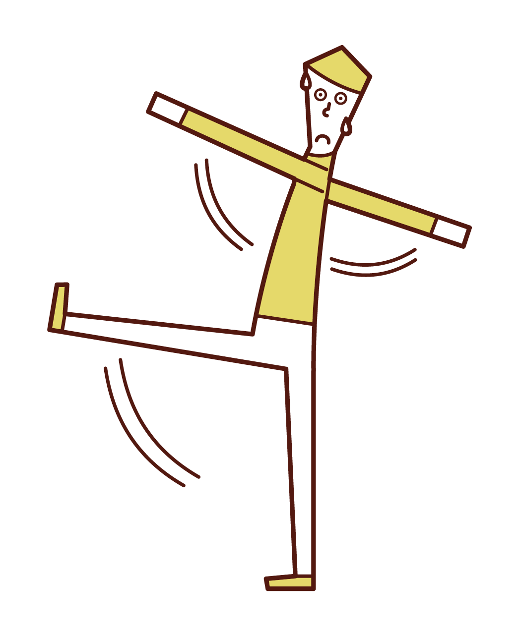 Illustration of a man walking with his hands and legs waving wide