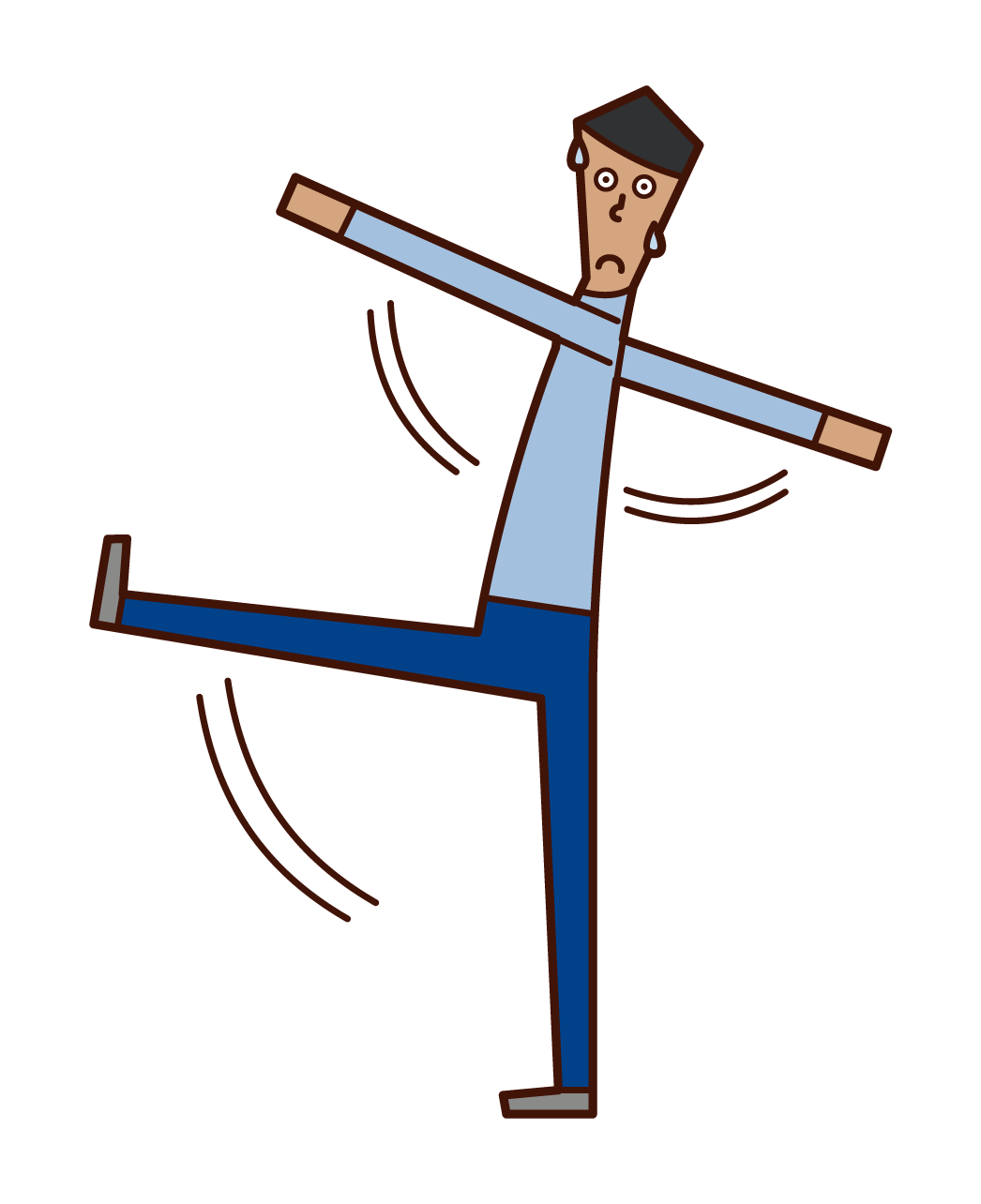 Illustration of a man walking with his hands and legs waving wide