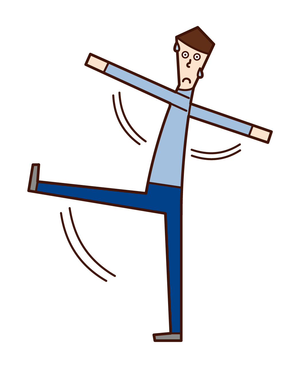 Illustration of a man walking with his hands and legs waving wide