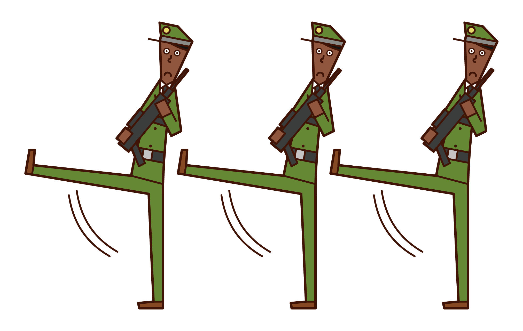 進步的軍隊和士兵（男性）的插圖