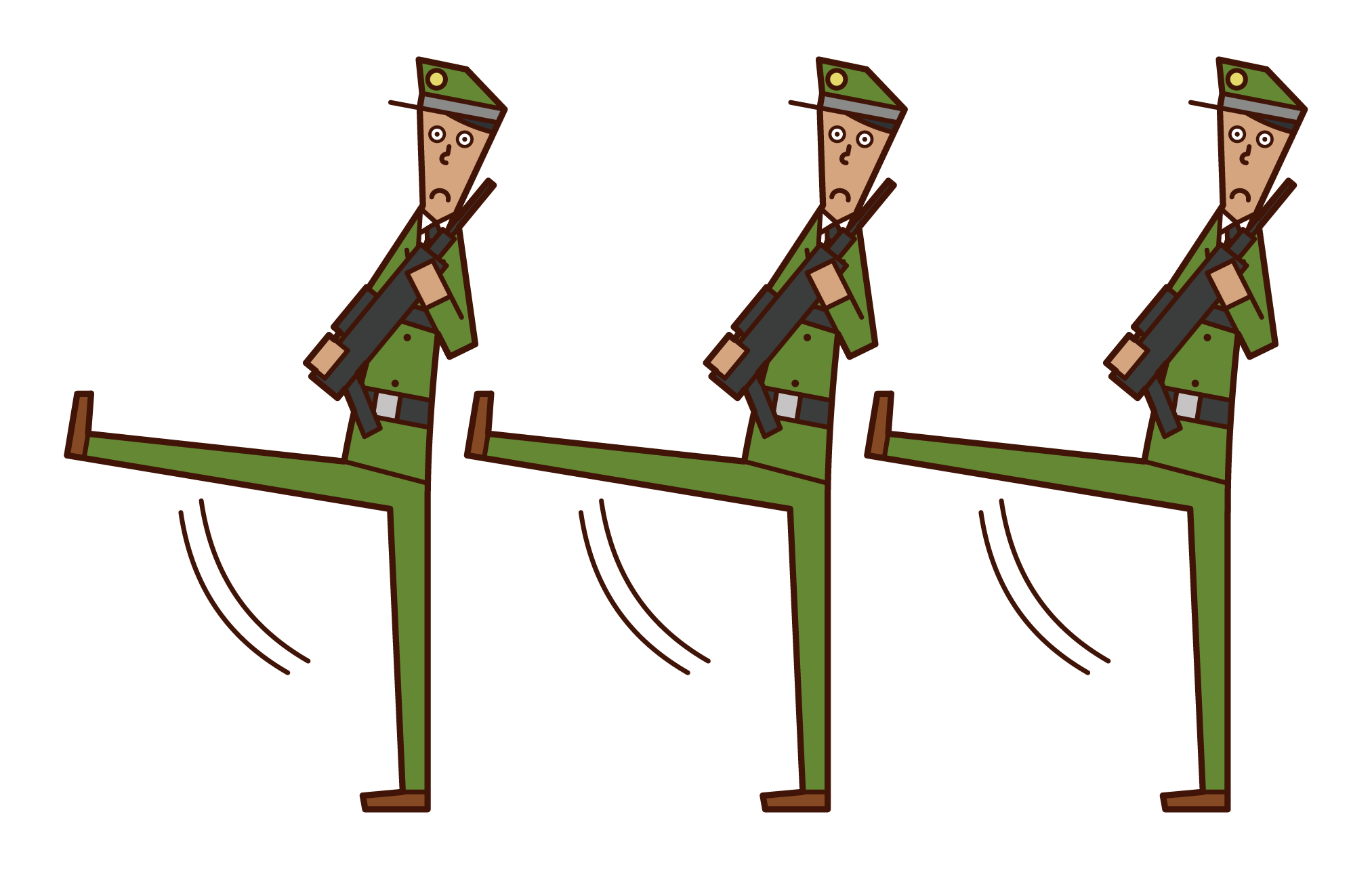 Illustration of progressing army and soldiers (male)