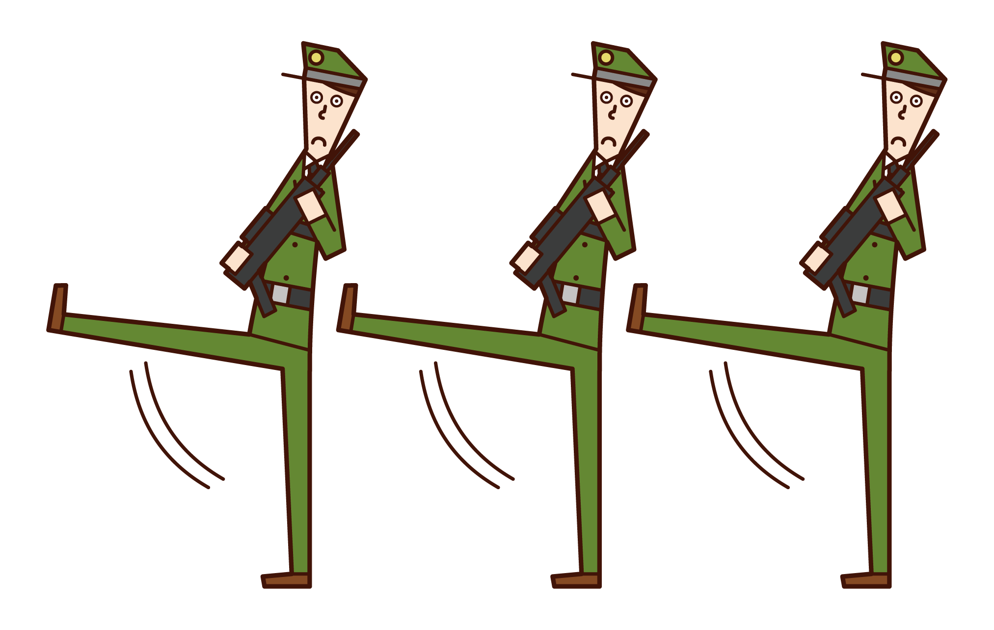 Illustration of progressing army and soldiers (male)