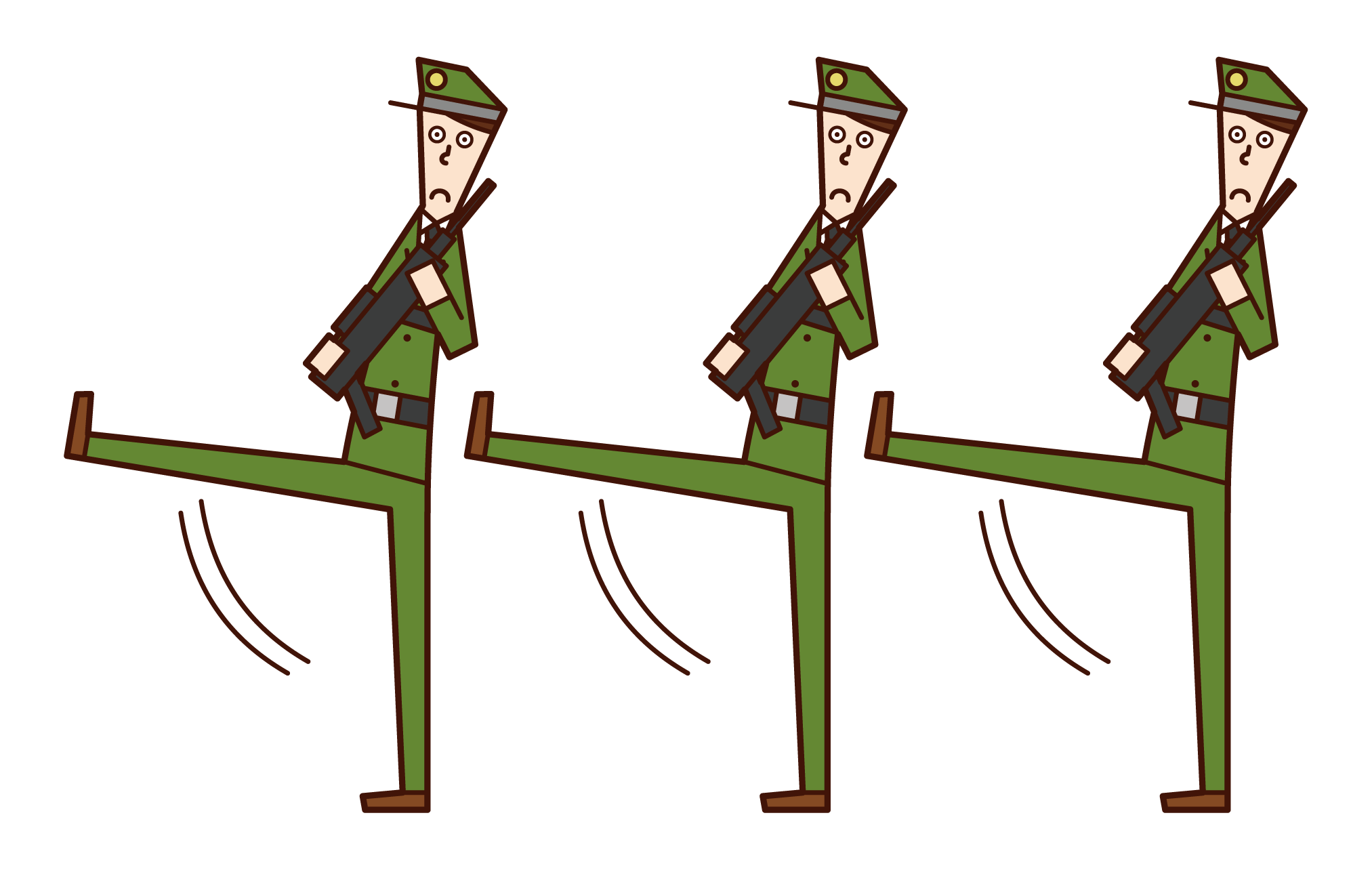 Illustration of soldiers and military personnel (men)