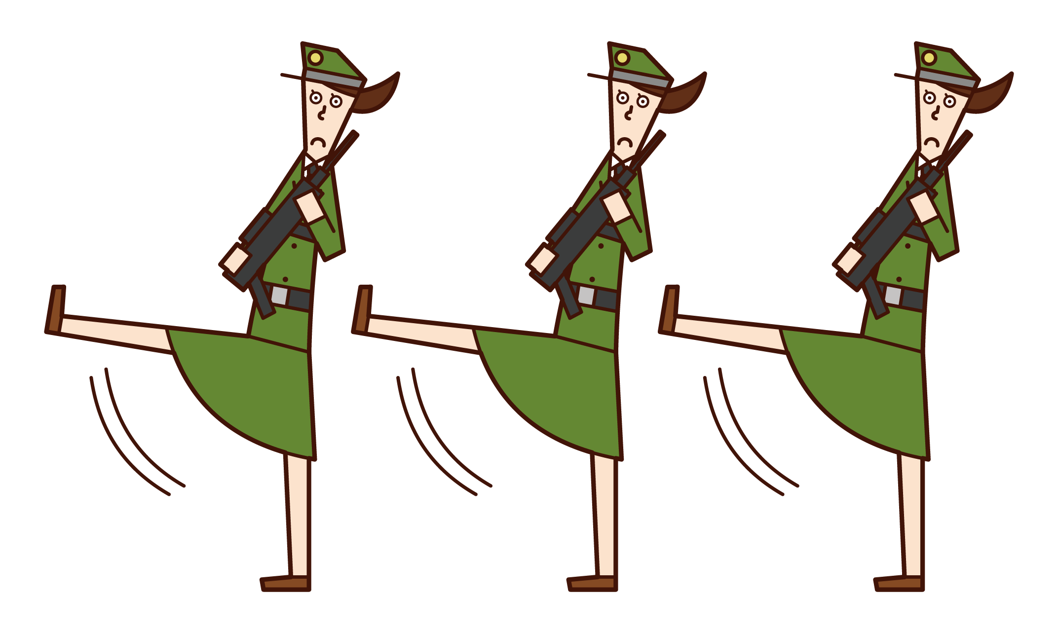 Illustration of soldiers and military personnel (women)