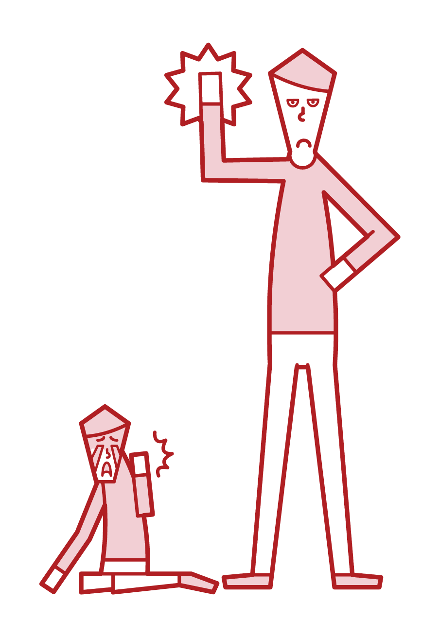 Illustration of a person (male) who gives corporal punishment to a child