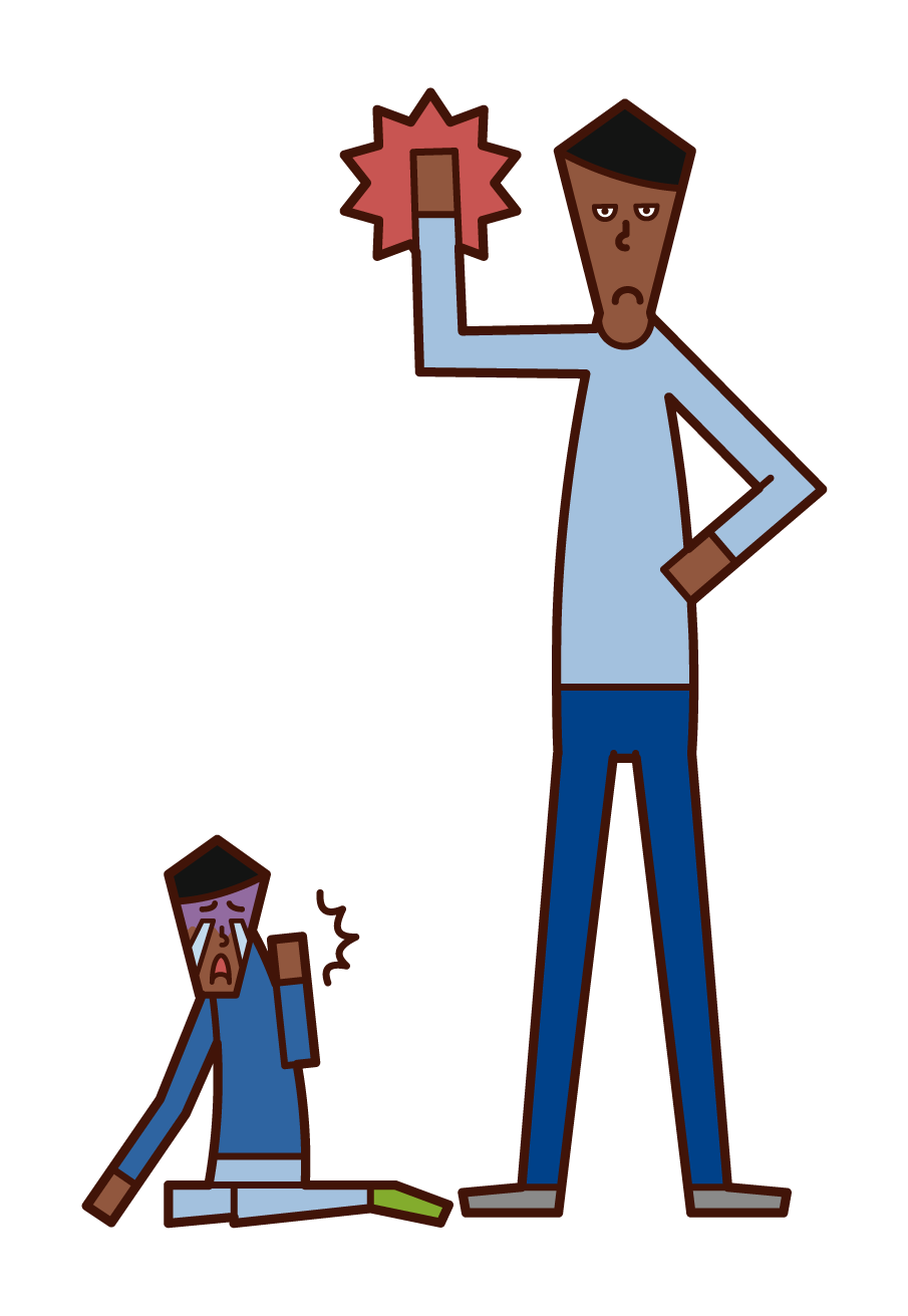 Illustration of a person (male) who gives corporal punishment to a child