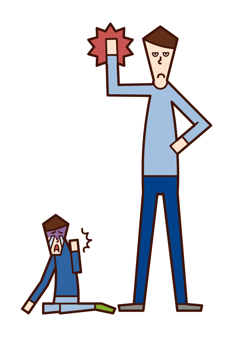 Illustration of a person (male) who gives corporal punishment to a child