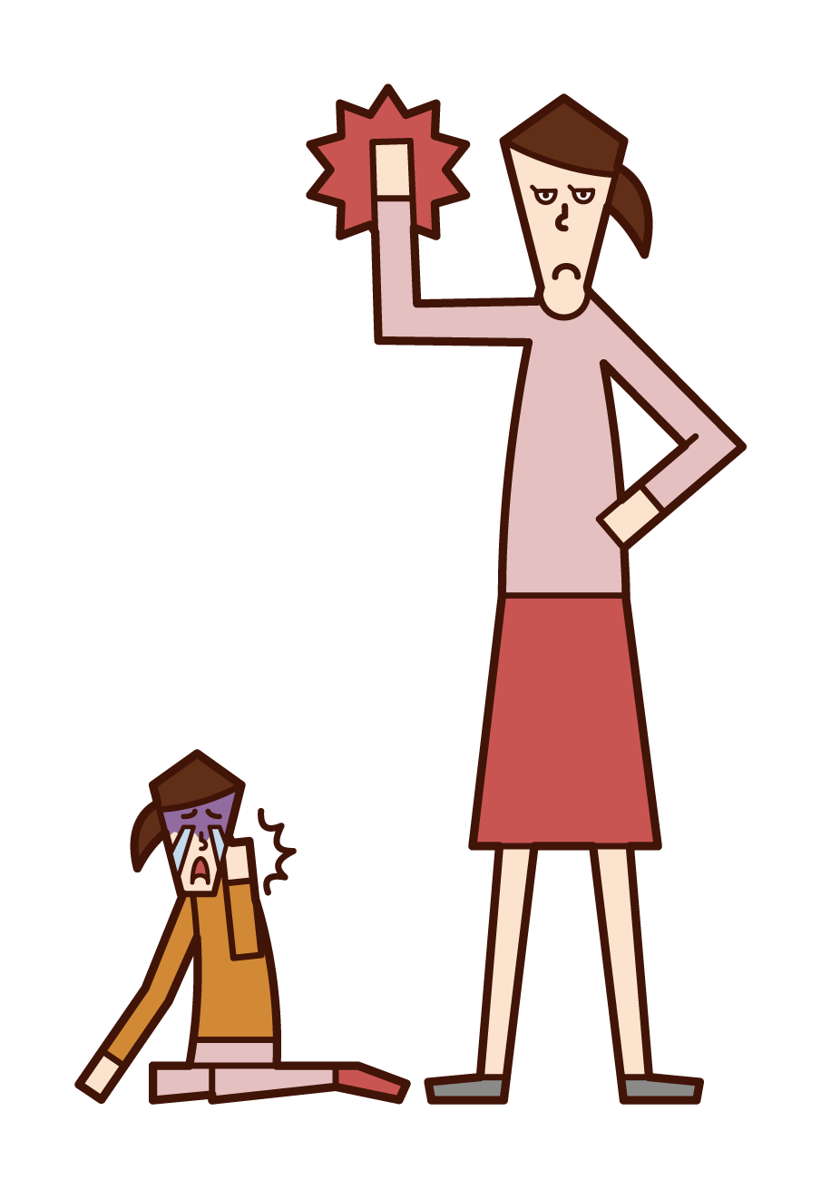 Illustration of a person (male) who gives corporal punishment to a child