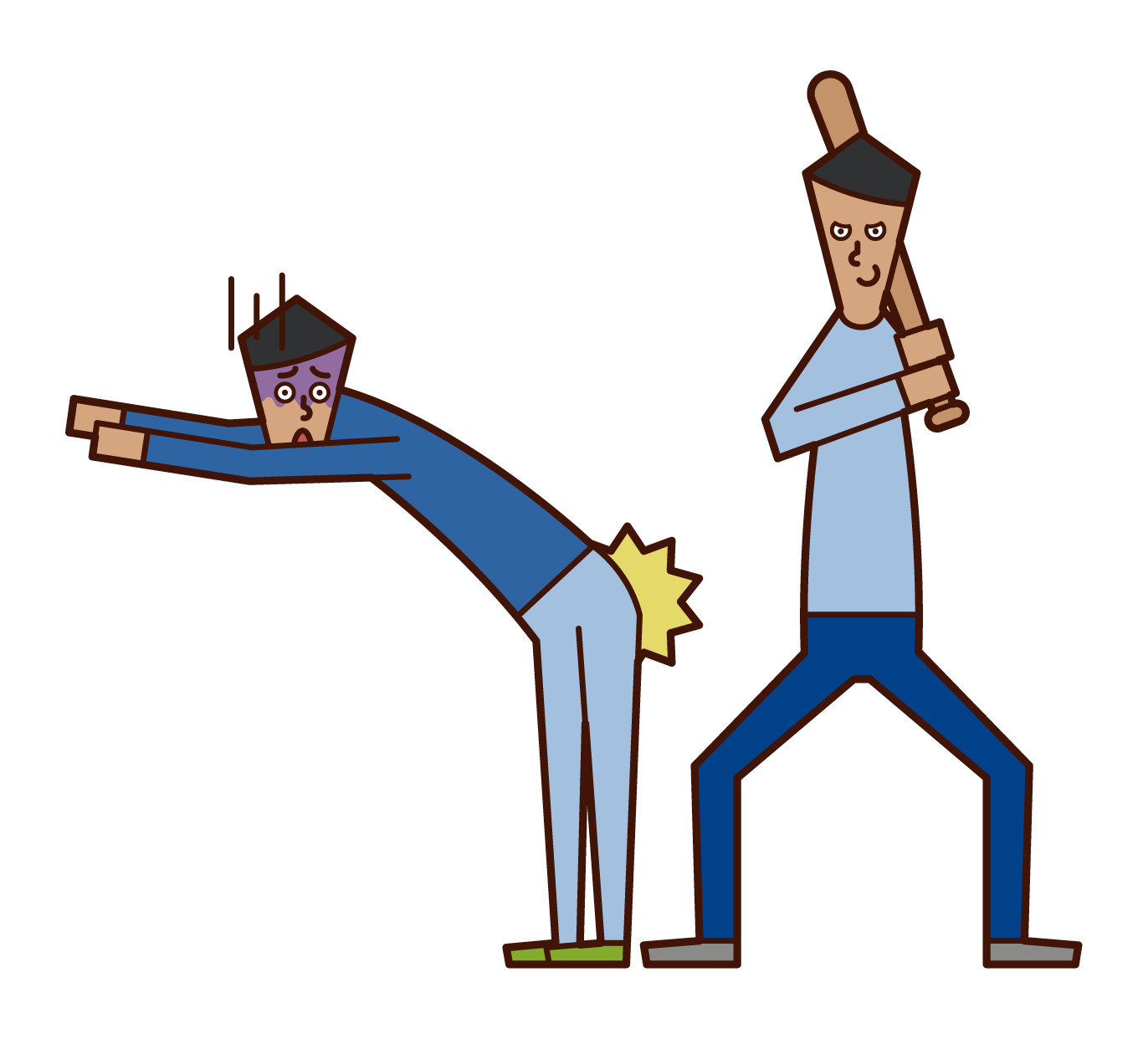 Illustration of a man who gives corporal punishment to a friend