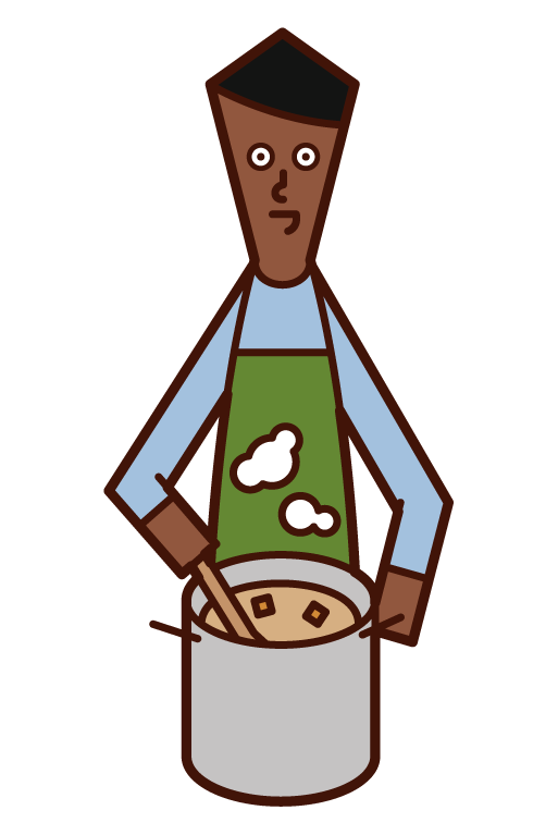煮食材的人（男性）的插圖