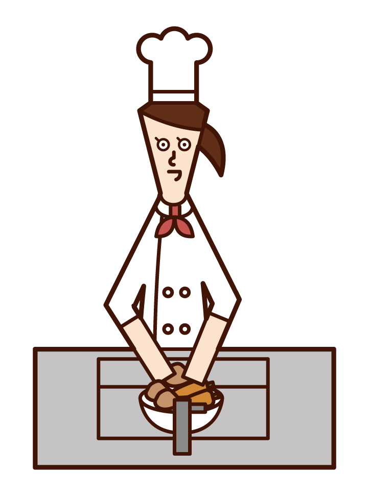 Illustration of a man who measures cooking time with a timer