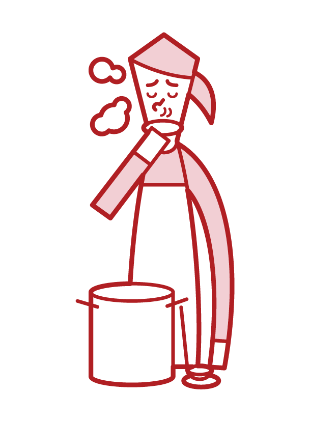 Illustration of a woman who tastes soup