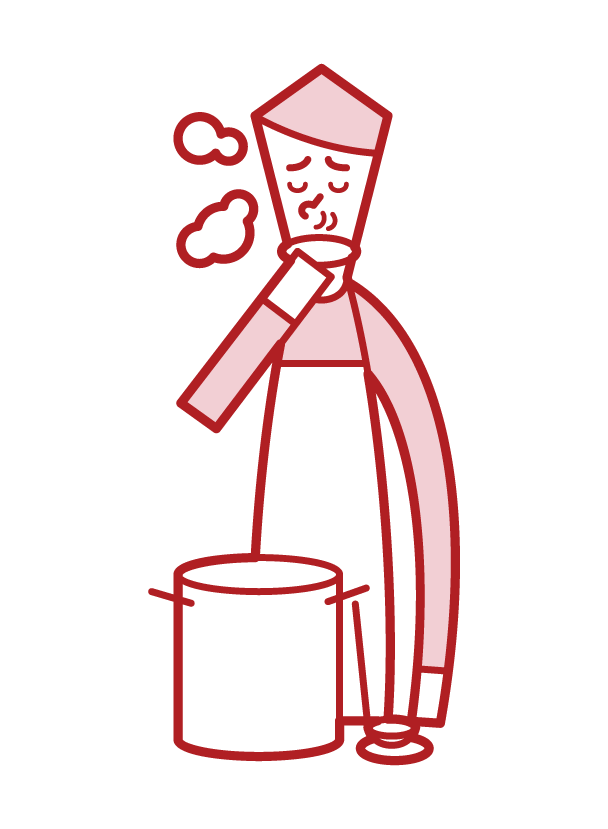 品嘗湯的人（男性）的插圖
