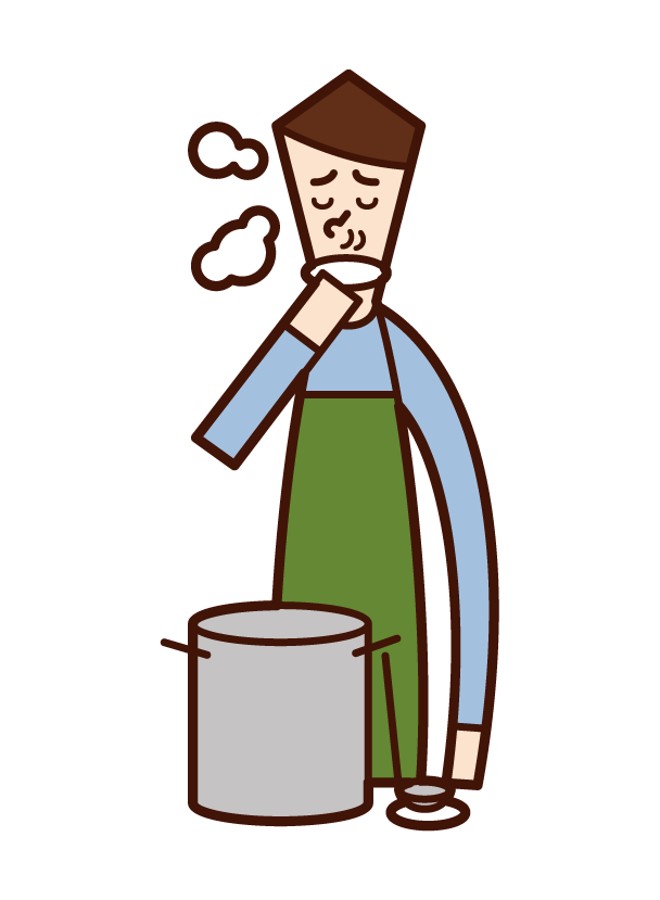 Illustration of a man who tastes soup