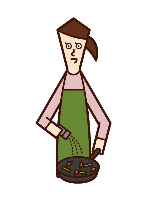 Illustration of a man seasoning a dish