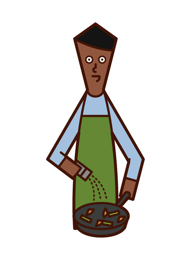 Illustration of a man seasoning a dish