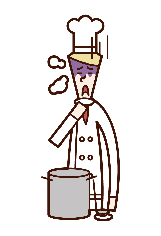 Illustration of chef (man) who failed to season dishes