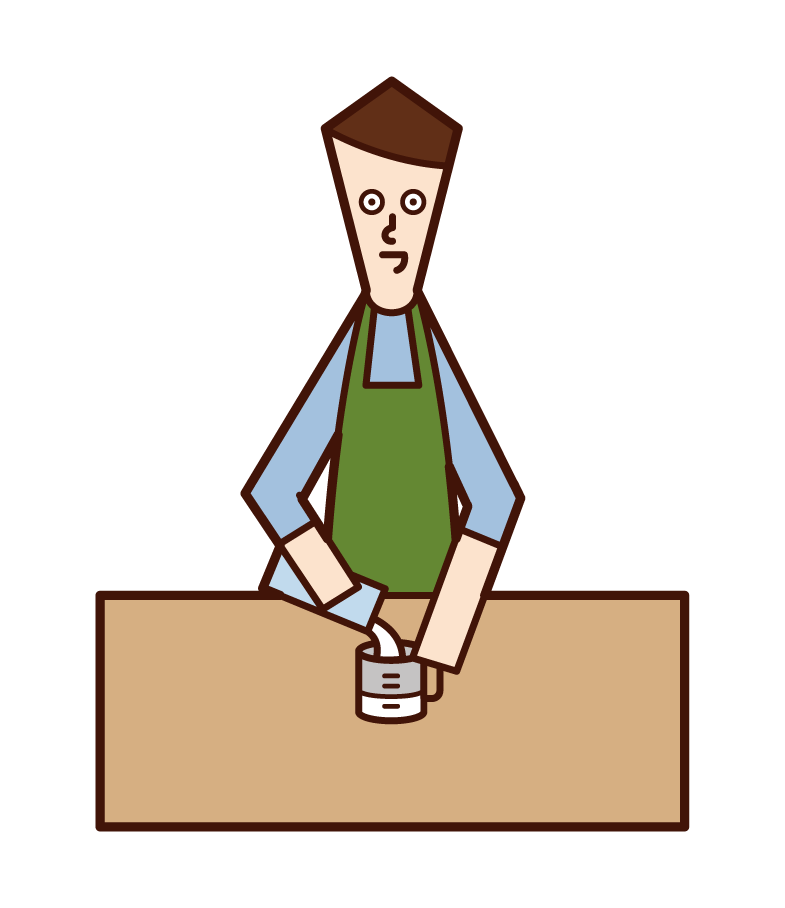 Illustration of a man who has burned a dish