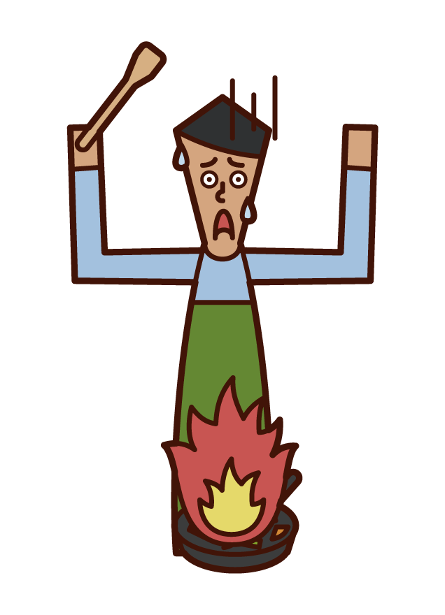 Illustration of fire (male) in cooking