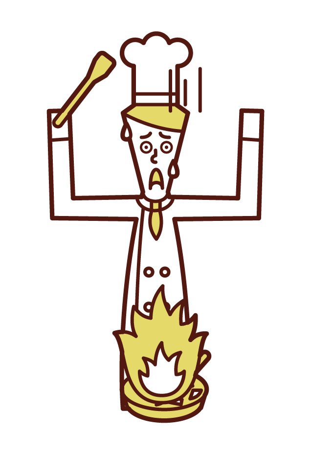 Illustration of fire (male) in cooking