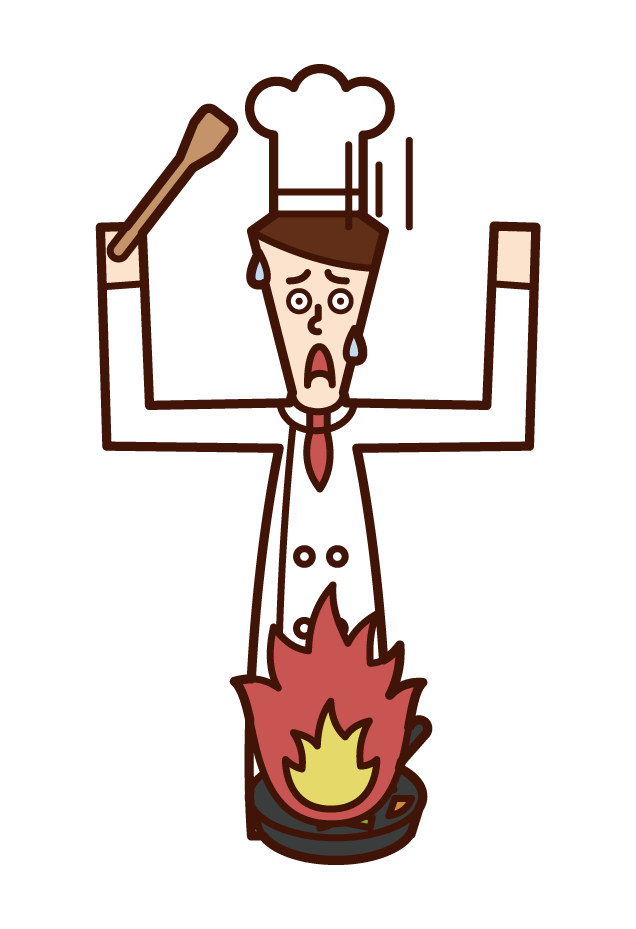 Illustration of fire (male) in cooking