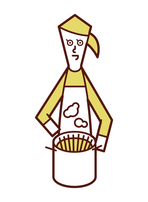 Illustration of a woman boiling pasta