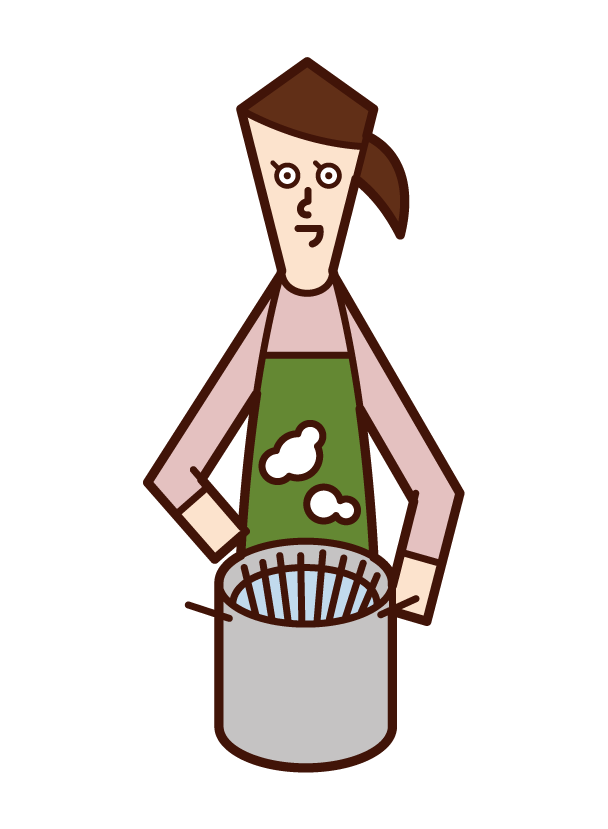 Illustration of a woman boiling pasta