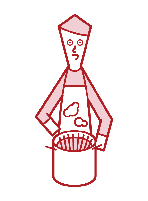 Illustration of a man boiling pasta