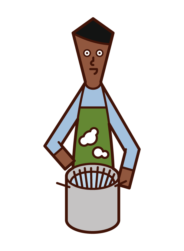 파스타를 요리하는 사람 (남성)의 그림