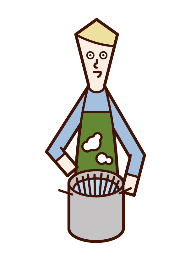 Illustration of a man boiling pasta