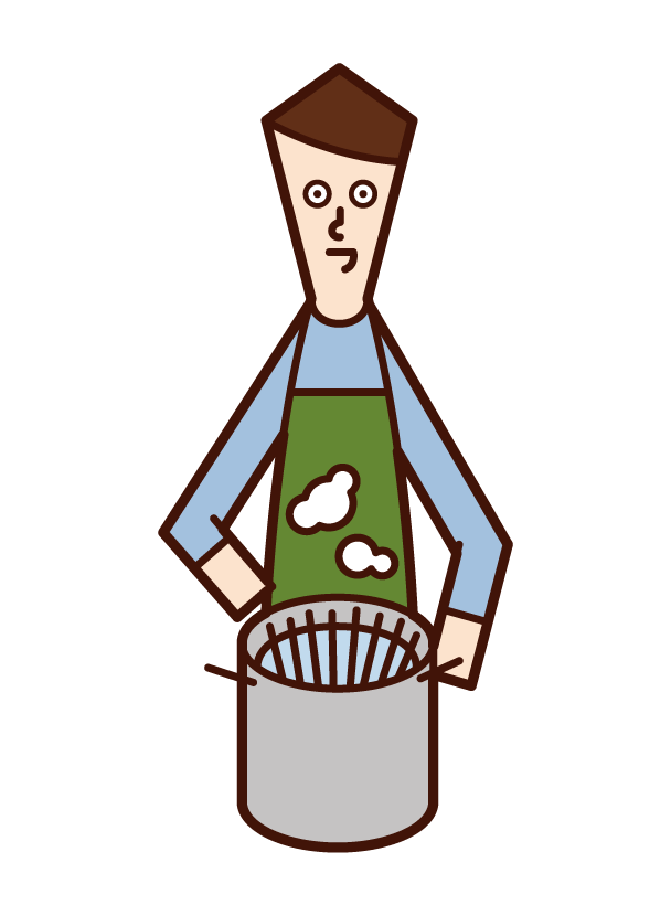 Illustration of a man boiling pasta