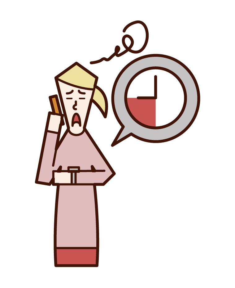 Illustration of a woman who is reluctant to make a long phone call