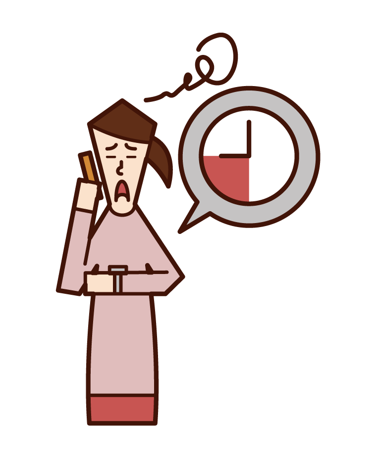 Illustration of a woman who is reluctant to make a long phone call