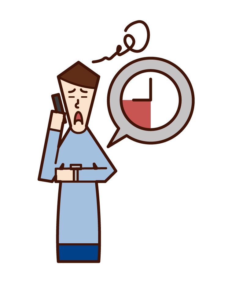 Illustration of a man who is reluctant to make a long phone call