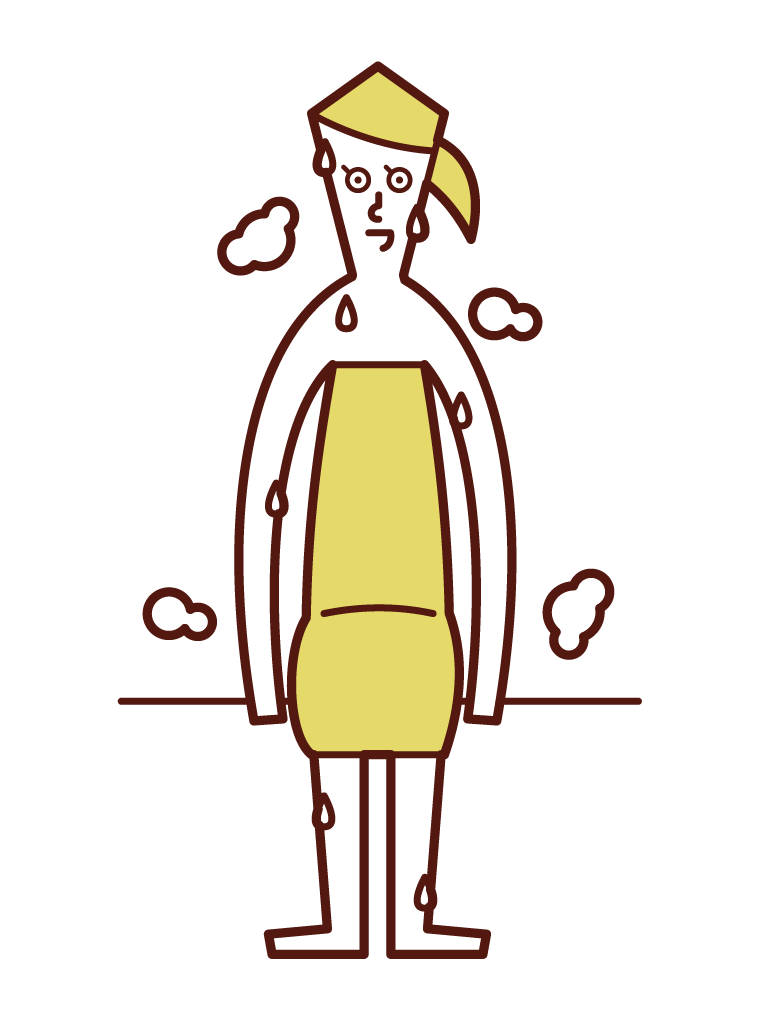 Illustration of a woman sweating in a sauna