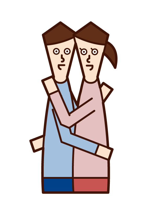 Illustration of couple kissing