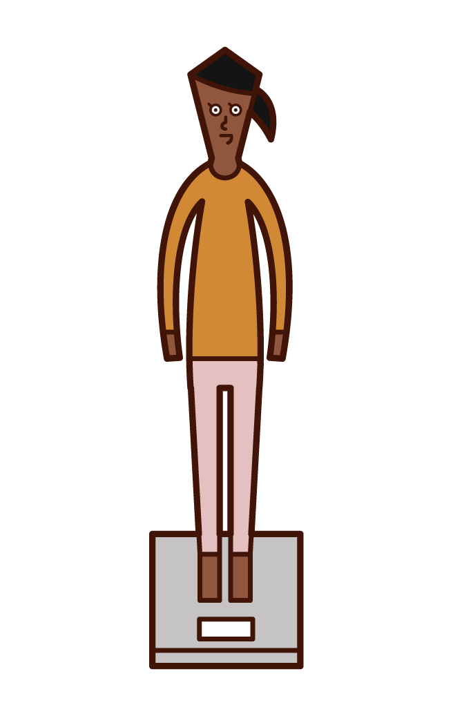 Illustration of a child (girl) weighing