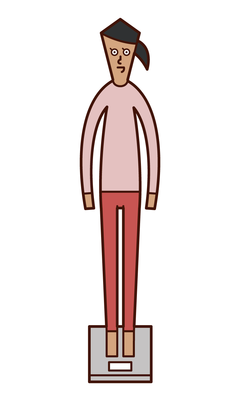Illustration of a person (woman) who weighs