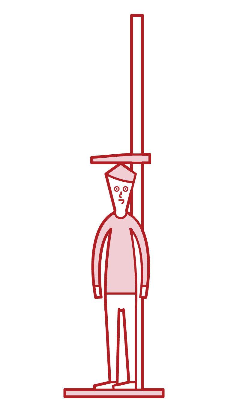 Illustration of a child (boy) measuring height