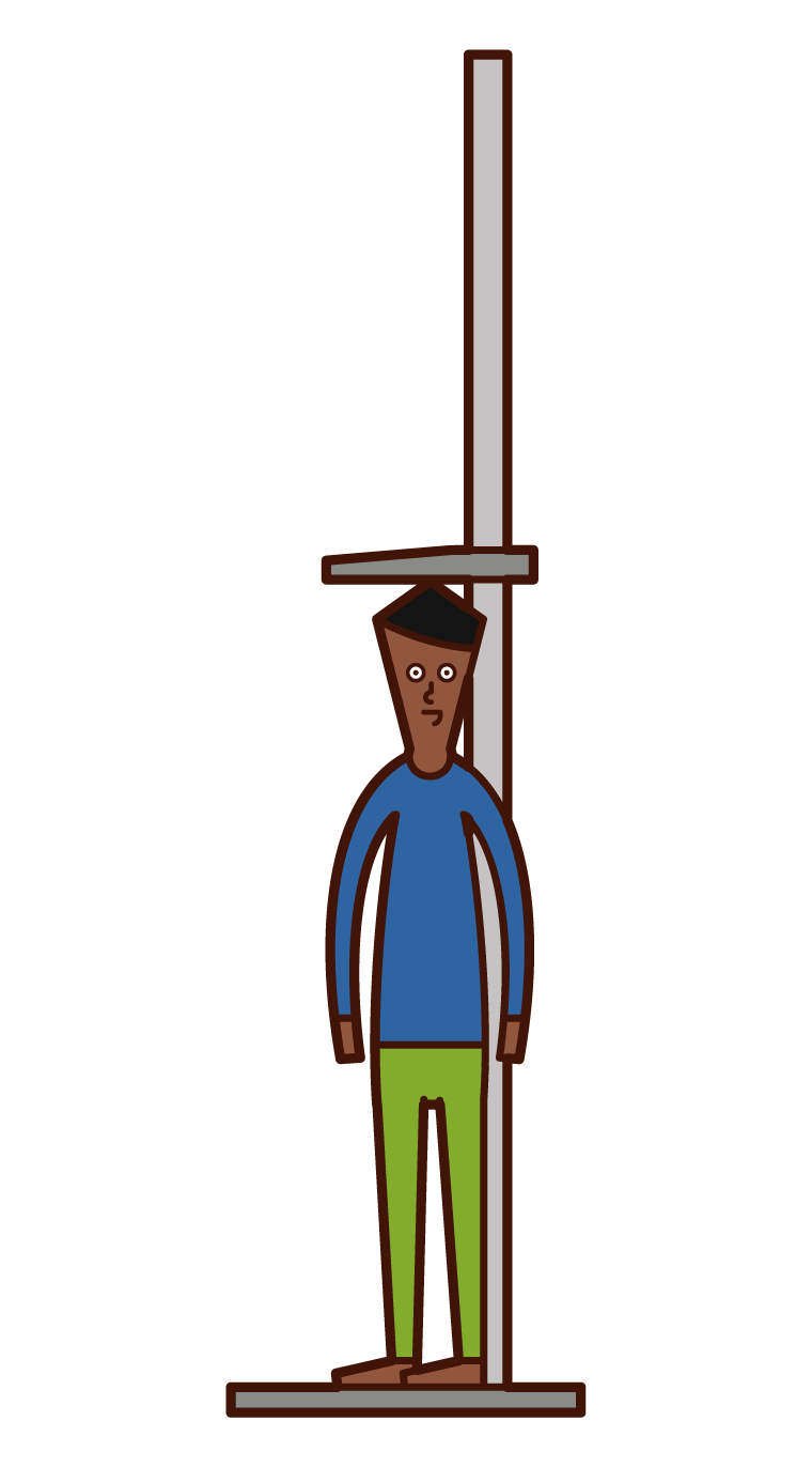 身長測定をする子供（男子）のイラスト