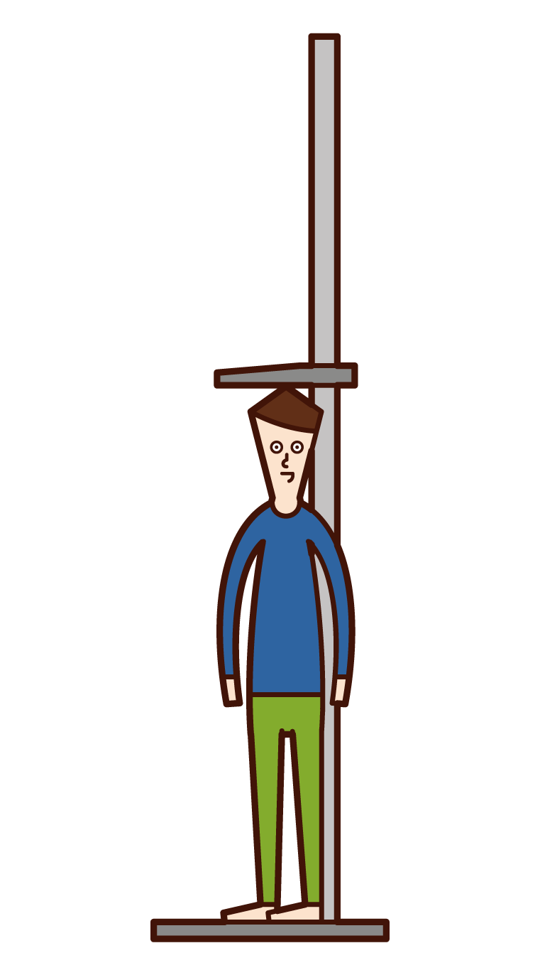 Illustration of a child (boy) measuring height