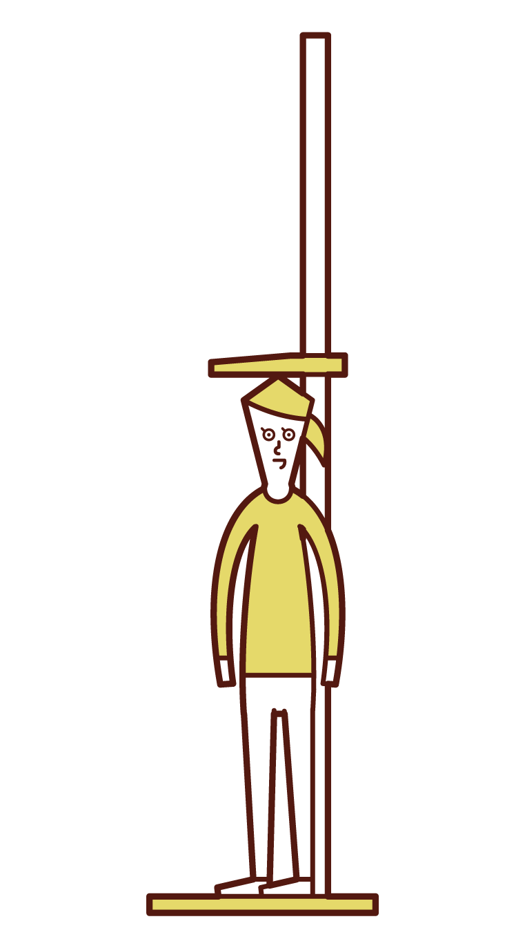 Illustration of a child (girl) measuring height