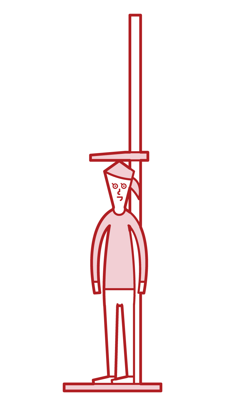 Illustration of a child (girl) measuring height
