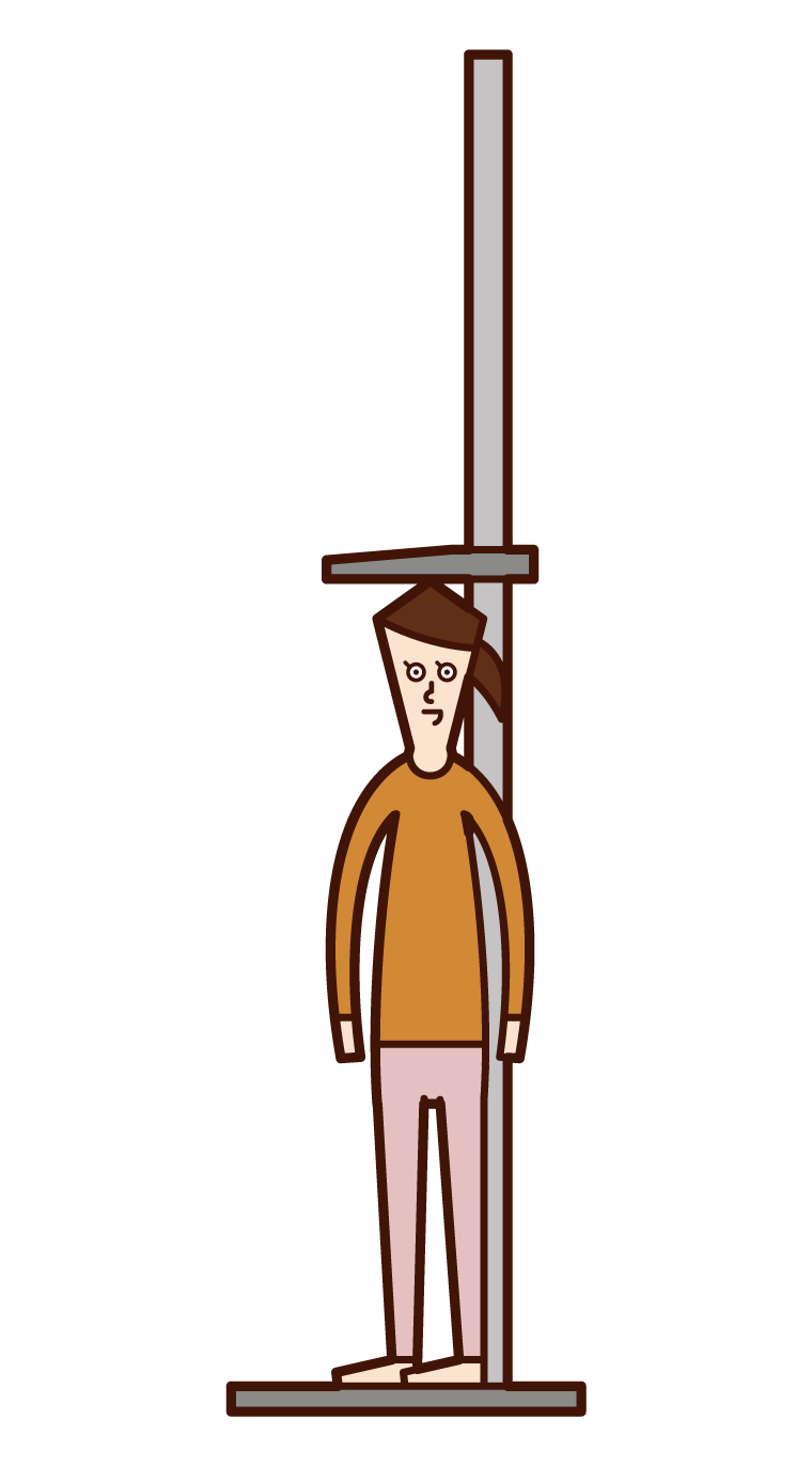 Illustration of a person (woman) measuring height