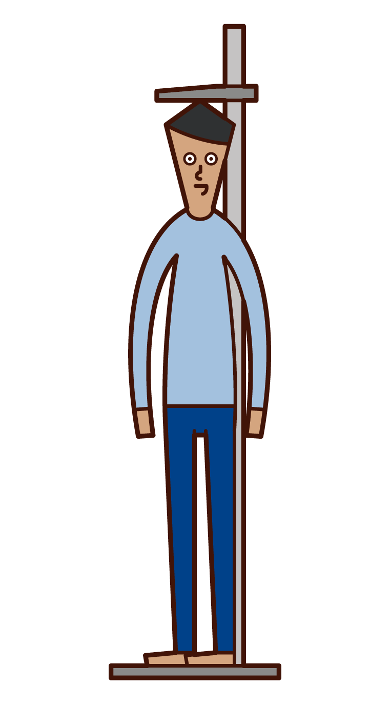 身長測定をする人 男性 のイラスト フリーイラスト素材集 Kukukeke
